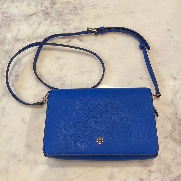 NEW without tags Tory Burch Emerson Crossbody Blue Purse with removable strap - Picture 1 of 12